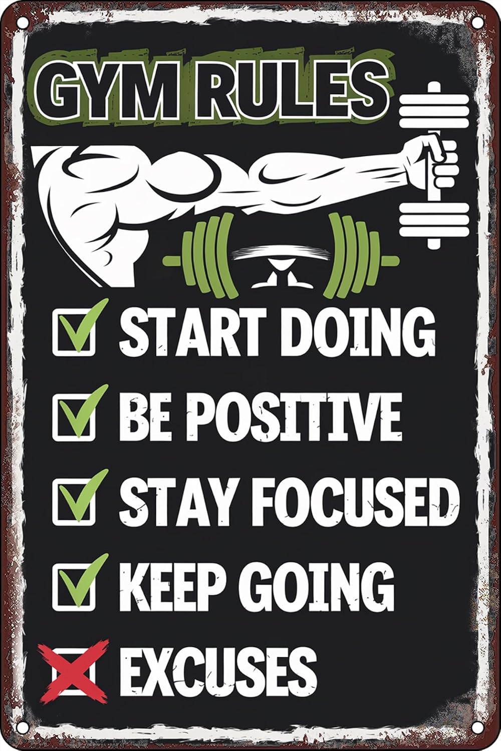 Home Gym Quotes - Letreros Metálicos Vintage con Reglas de