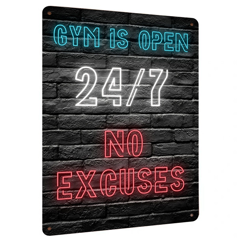 Home Gym Quotes - Gimnasio 24 7 efecto neón abierto