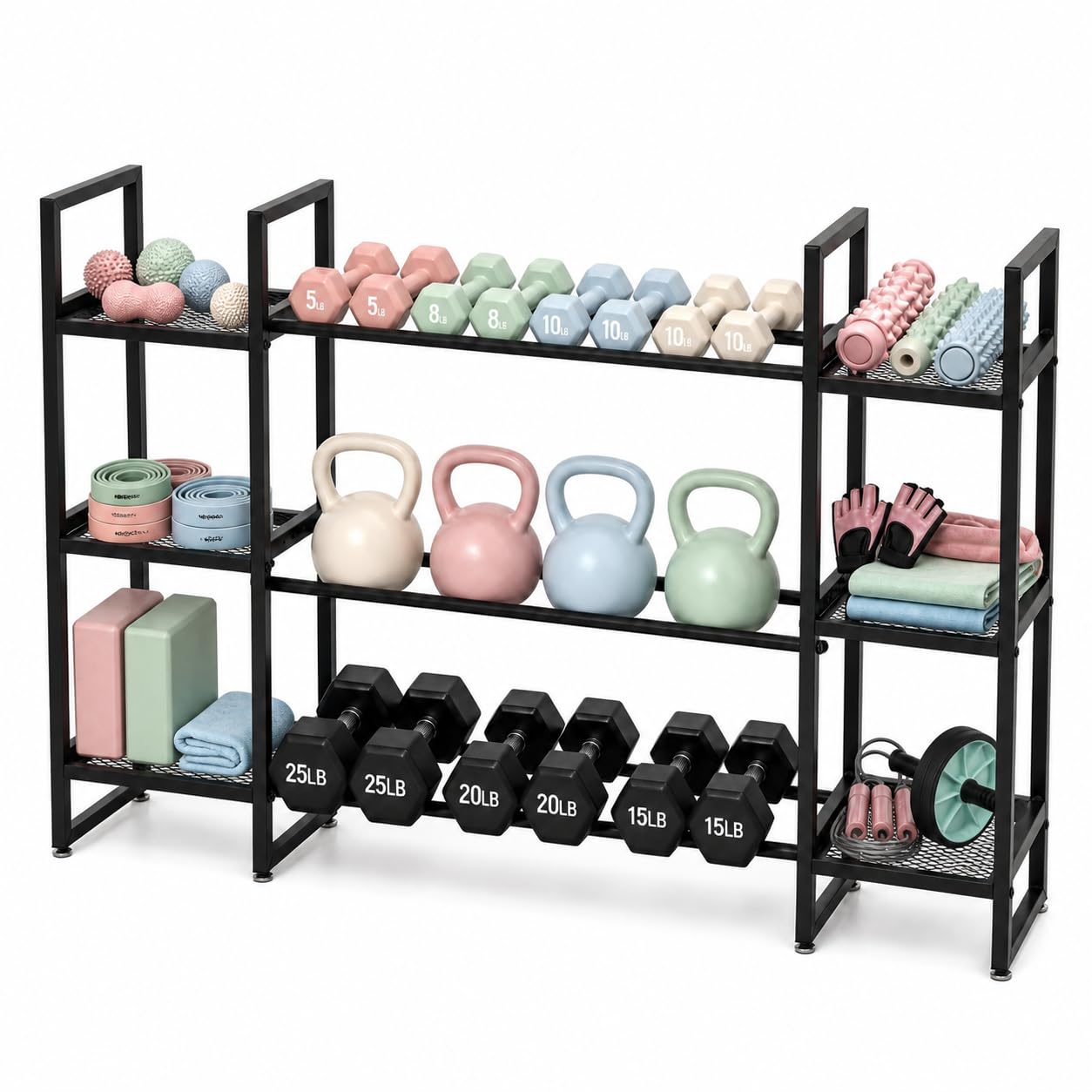 Home Gym Youtube - Soporte para Mancuernas de 3 Niveles,