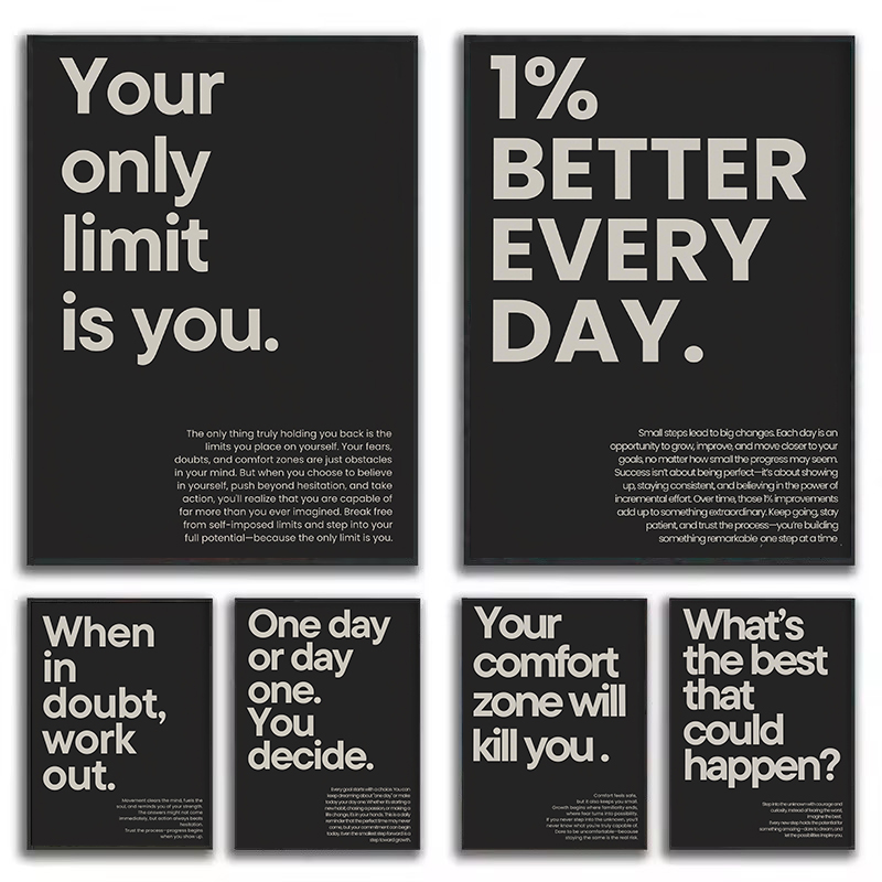 Home Gym Quotes - 1 Póster Minimalista en Lona con