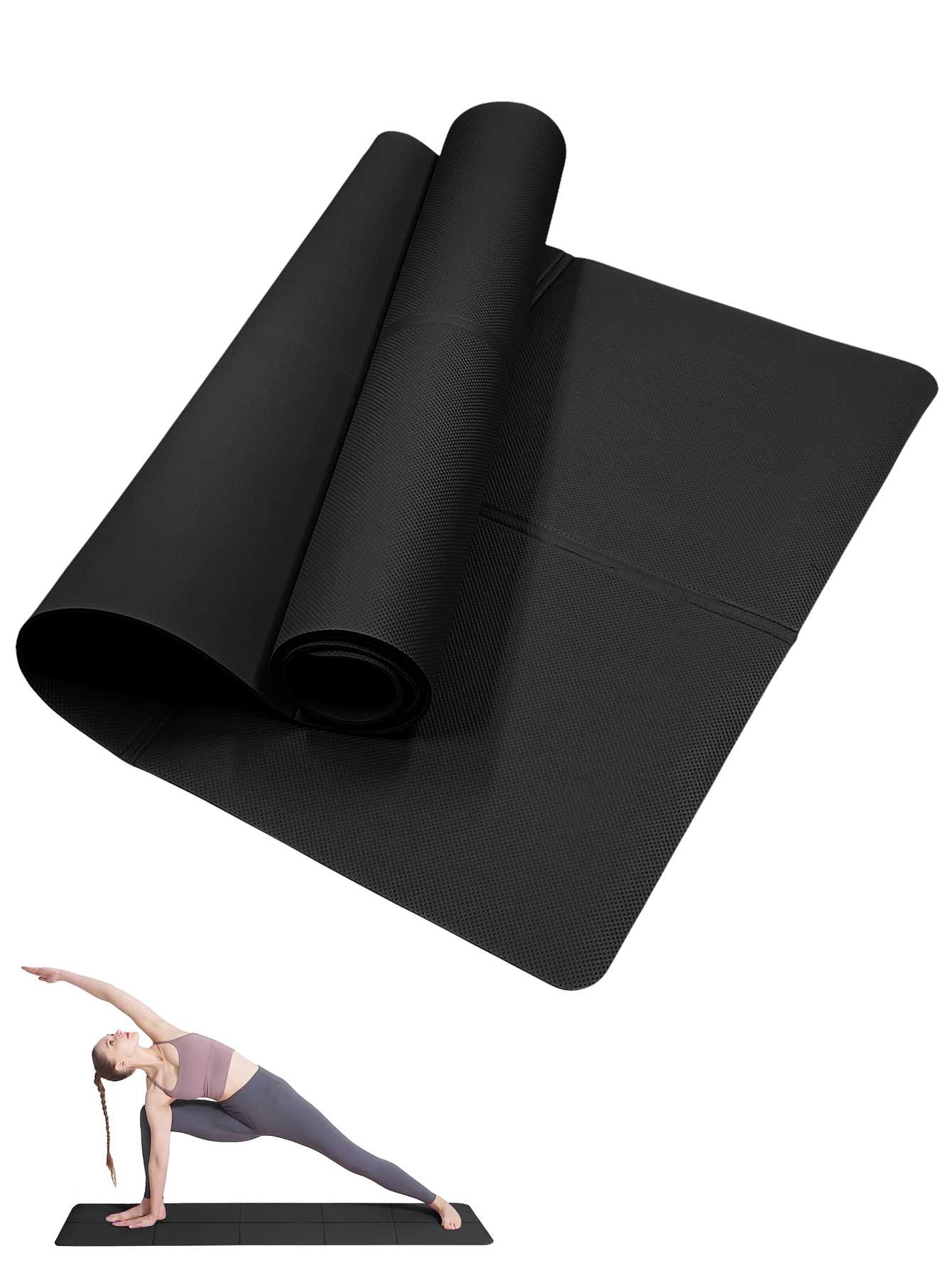 Gymnastics Mat Thick - Estera de Yoga plegable, color negro,