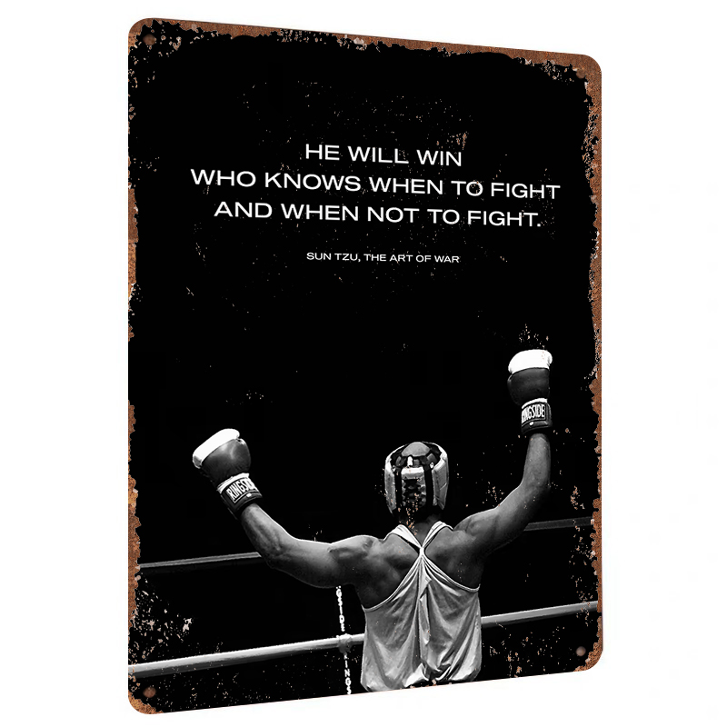 Home Gym Quotes - Sun Tzu cita boxeo temático Metal