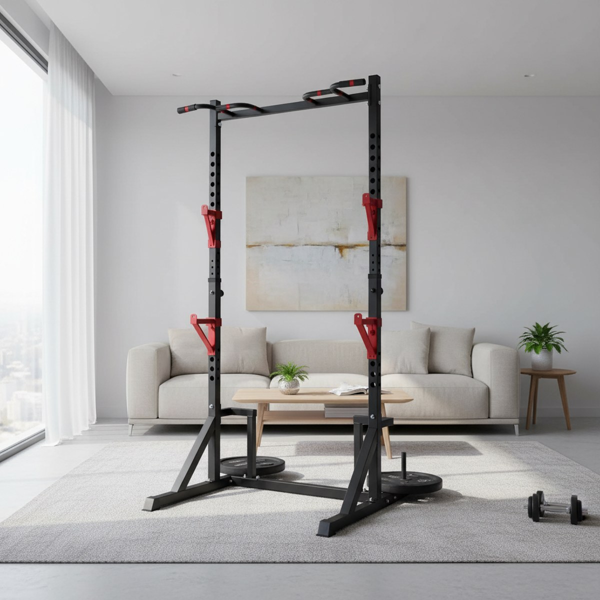 Rack de fuerza ajustable con b - Squat Rack Power reseña y precio