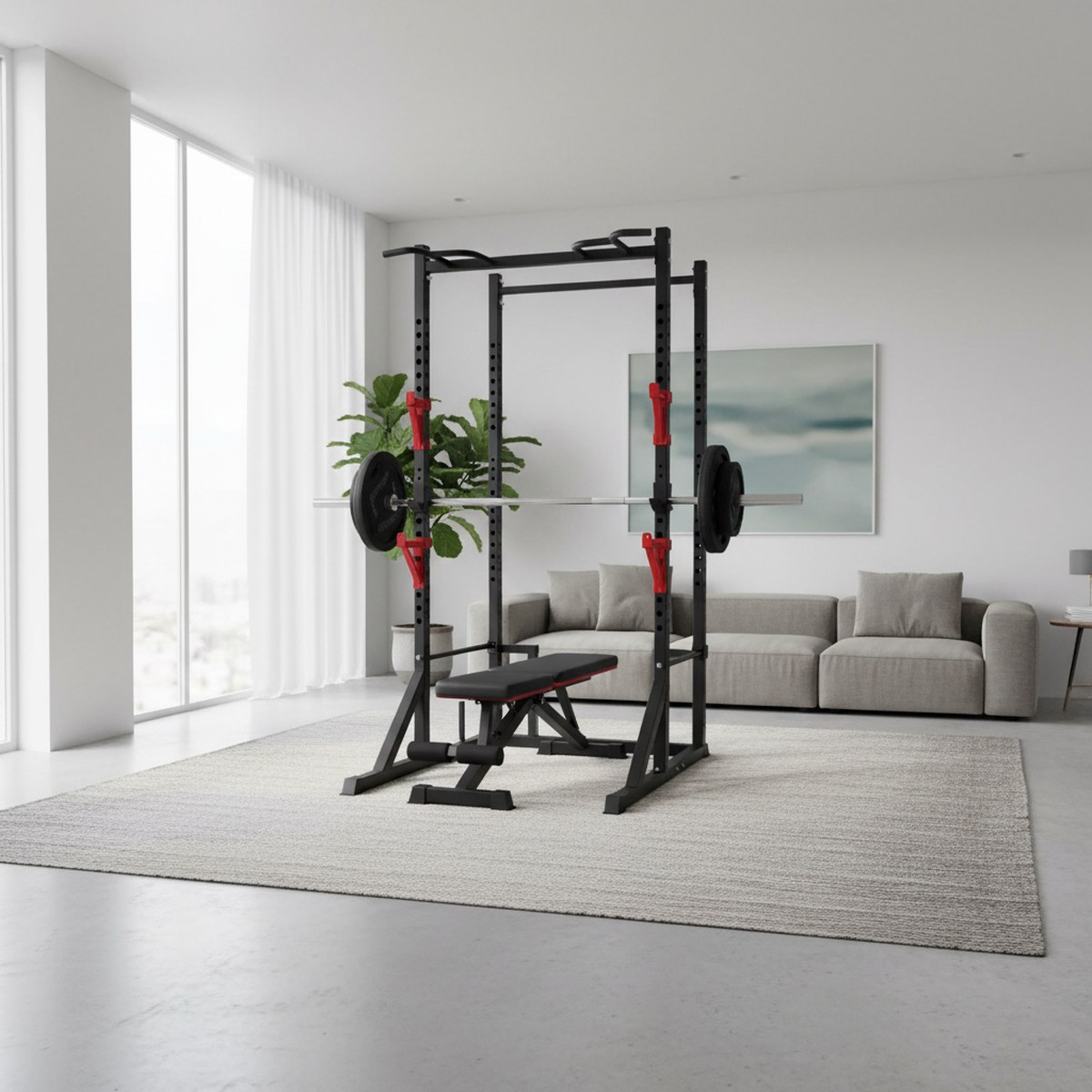 Rack de fuerza ajustable con b - Squat Rack Power reseña y precio