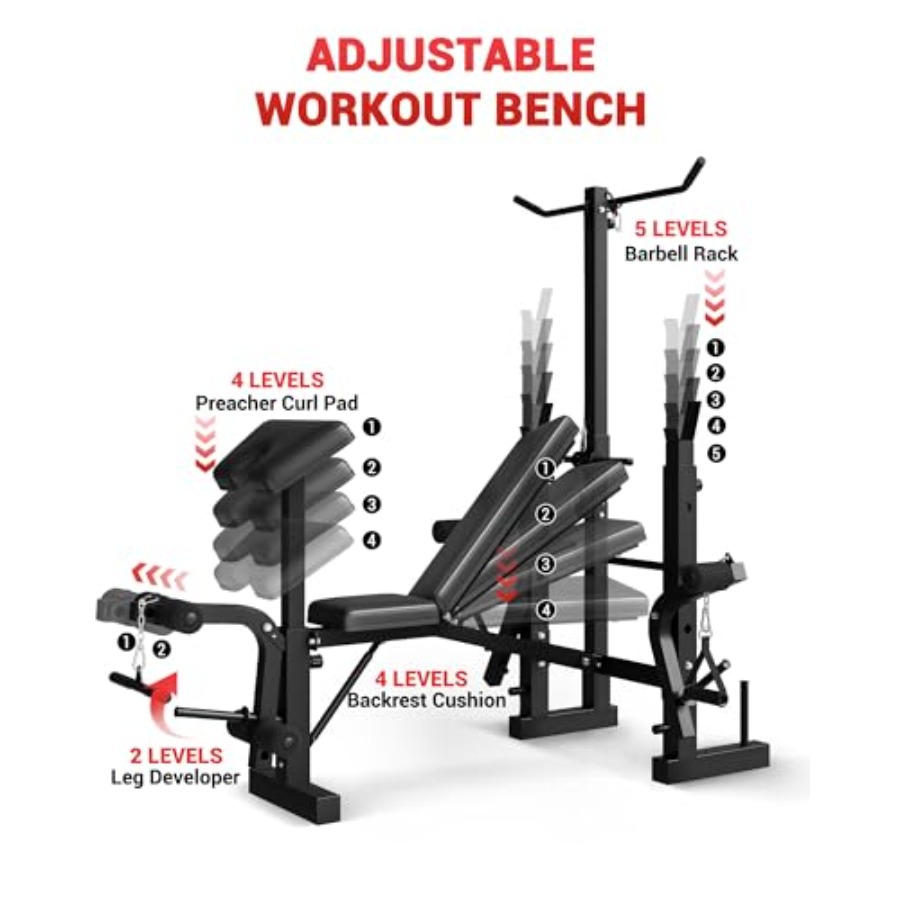 Banco de Pesas Plegable 8 en 1 - Home Gym Lat Pulldown reseña y precio